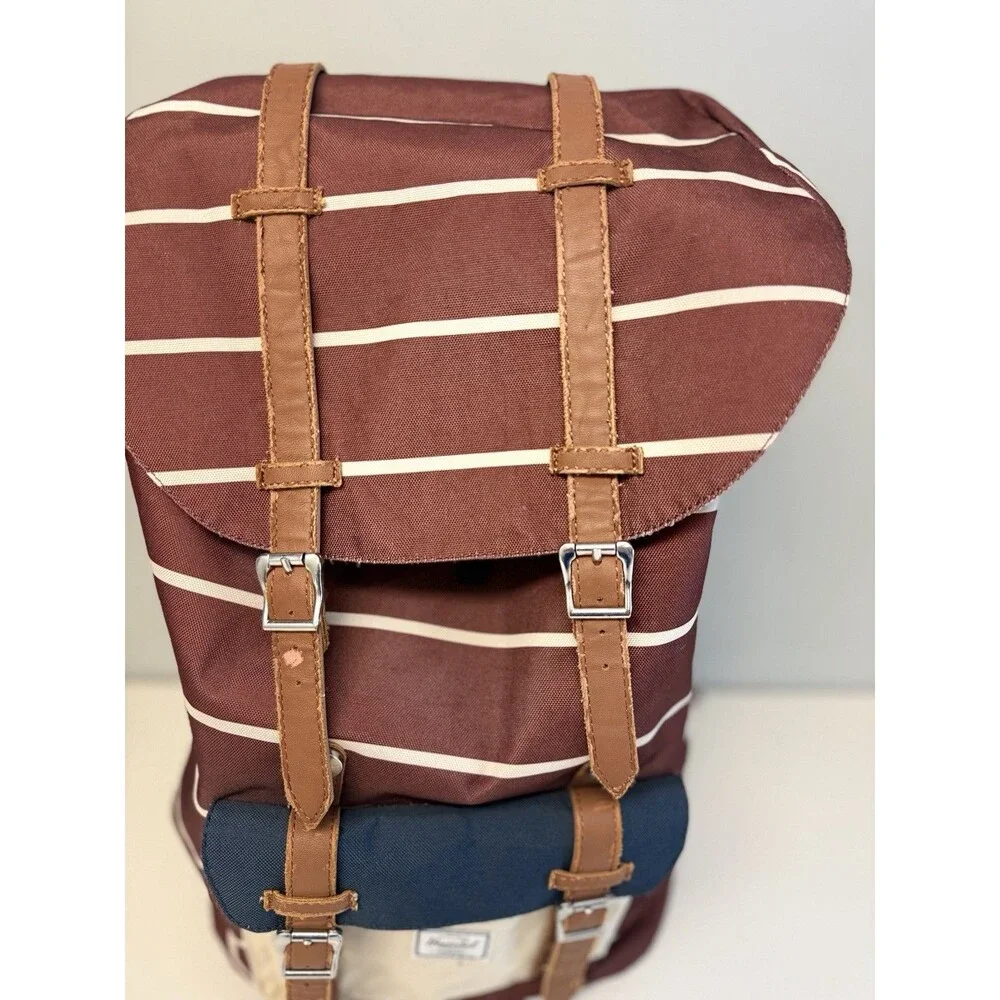 Herschel Supply Co. Little America Backpack Maroon Striped Colorblock 19